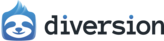 Logo for Diversion includes name of company and logo which is a blue sloth.
